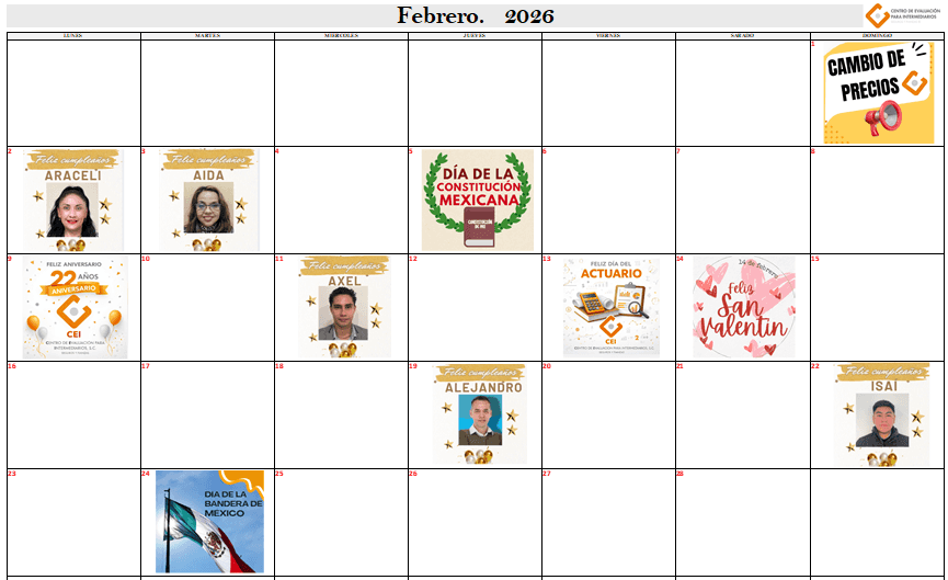 febrero cal 2026