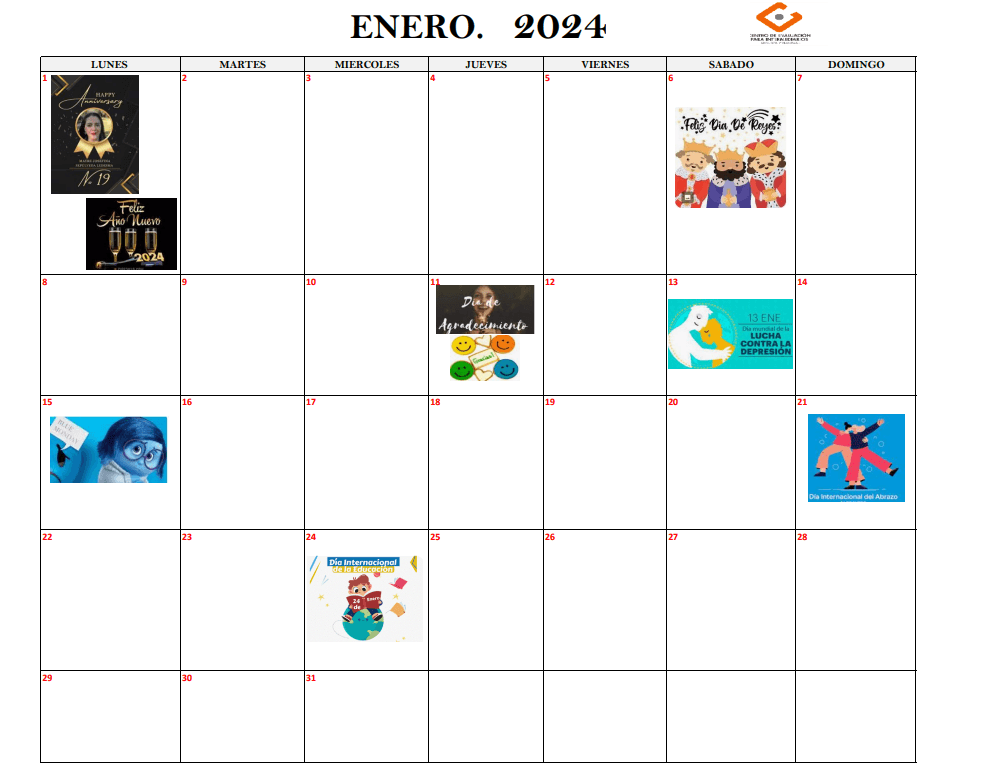 calendario enero