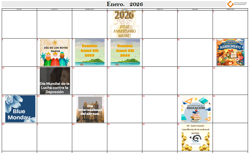 calendario enero 2026